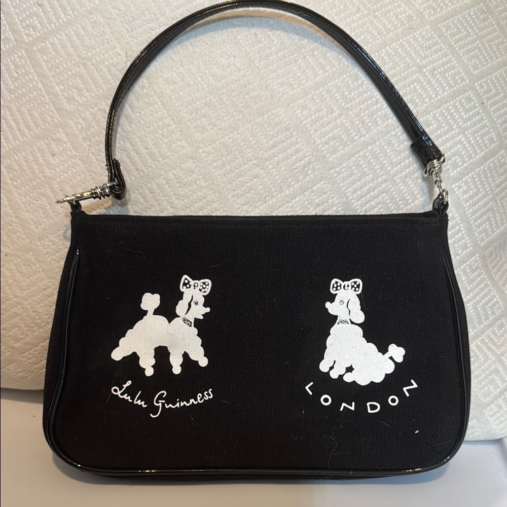 Lulu Guinness Black Handbag with White Poodle Design